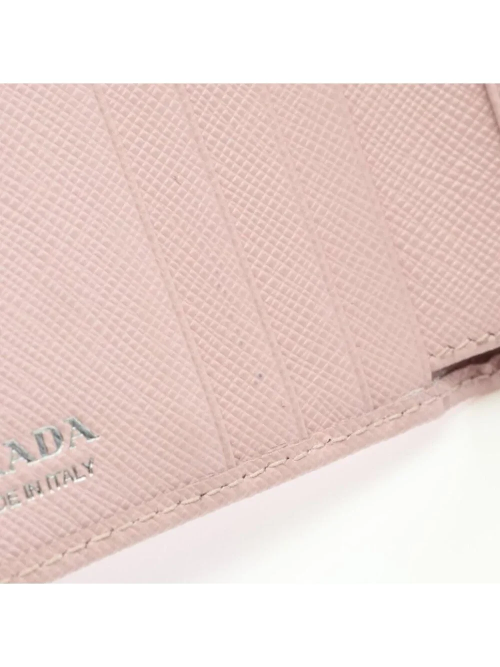 Prada Bifold Wallet Saffiano Triang Pink Leather Triangle Logo
